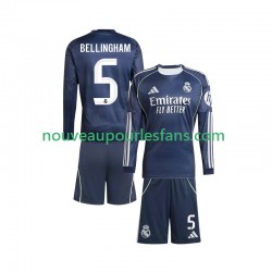 Maillot Real Madrid Jude Bellingham 5 Enfant Tenue Extérieur 2025-2026 Manche Longue