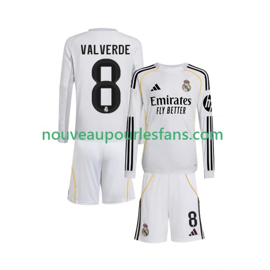 Maillot Real Madrid Valverde 8 Enfant Tenue Domicile 2025-2026 Manche Longue