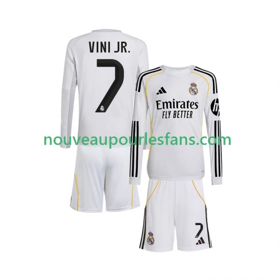 Maillot Real Madrid Vinicius Junior 7 Enfant Tenue Domicile 2025-2026 Manche Longue