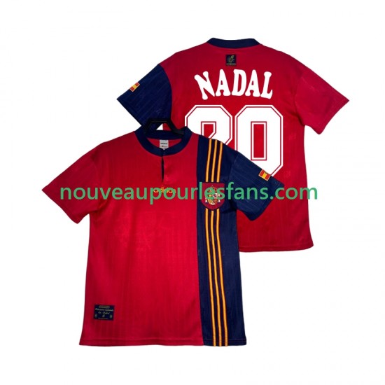 Maillot Espagne NADAL 20 1996 Rétro Homme Tenue Domicile Manche Courte