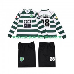 Maillot Sporting CP Cristiano Ronaldo 28 2001 2003 Rétro Enfant Tenue Domicile Manche Longue