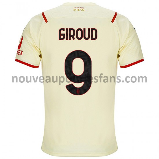 Maillot AC Milan Olivier Giroud 9 Tenue Extérieur 2021-2022 Manche Courte