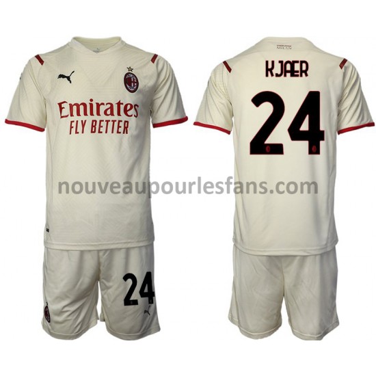 Maillot AC Milan Simon Kjaer 24 Enfant Tenue Extérieur 2021-2022 Manche Courte