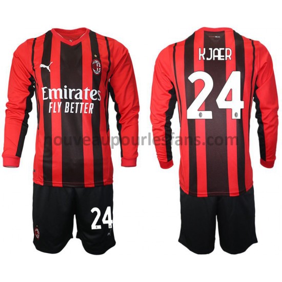 Maillot AC Milan Simon Kjaer 24 Enfant Tenue Domicile 2021-2022 Manche Longue