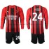Maillot AC Milan Simon Kjaer 24 Enfant Tenue Domicile 2021-2022 Manche Longue
