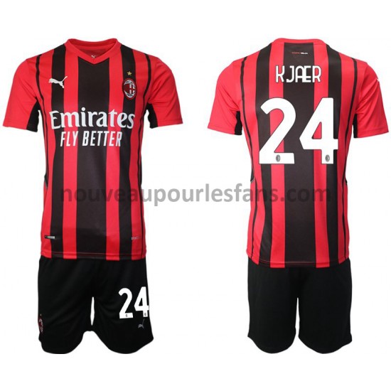 Maillot AC Milan Simon Kjaer 24 Enfant Tenue Domicile 2021-2022 Manche Courte
