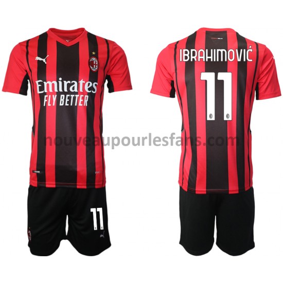 Maillot AC Milan Zlatan Ibrahimovic 11 Enfant Tenue Domicile 2021-2022 Manche Courte