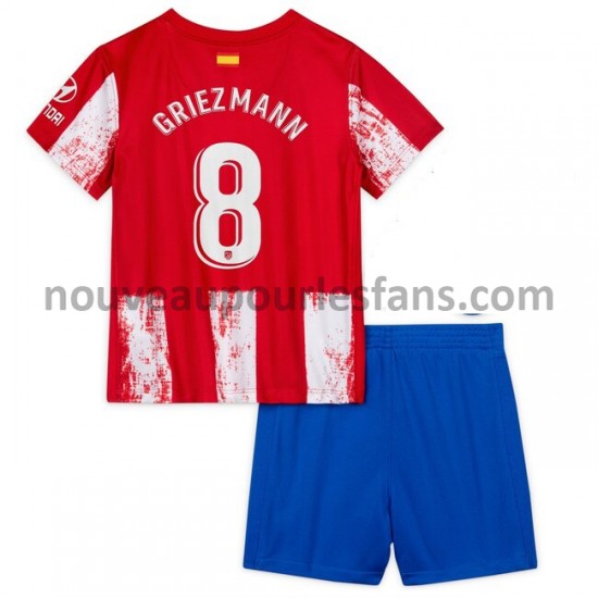 Maillot Atlético Madrid Antoine Griezmann 8 Enfant Tenue Domicile 2021-2022 Manche Courte