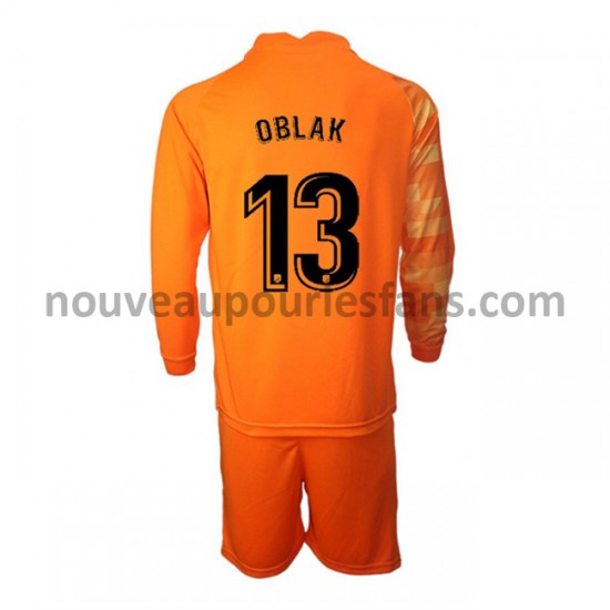 Maillot Atlético Madrid Gardien Jan Oblak 13 Enfant Tenue Domicile 2021-2022 Manche Longue