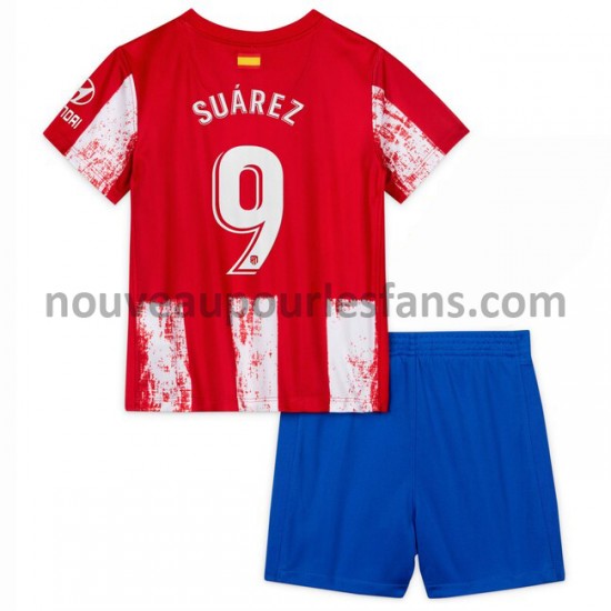 Maillot Atlético Madrid Luis Suárez 9 Enfant Tenue Domicile 2021-2022 Manche Courte