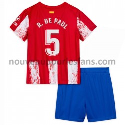 Maillot Atlético Madrid Rodrigo De Paul 5 Enfant Tenue Domicile 2021-2022 Manche Courte