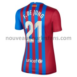 Maillot FC Barcelone Frenkie de Jong 21 Femme Tenue Domicile 2021-2022 Manche Courte