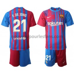 Maillot FC Barcelone Frenkie de Jong 21 Enfant Tenue Domicile 2021-2022 Manche Courte