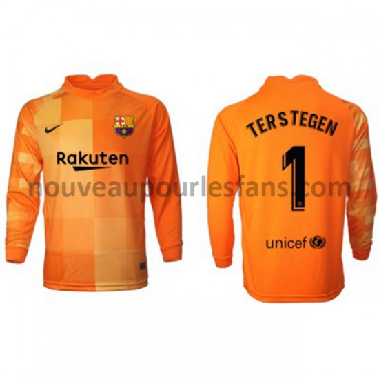 Maillot FC Barcelone Gardien Ter Stegen 1 Tenue Domicile 2021-2022 Manche Longue