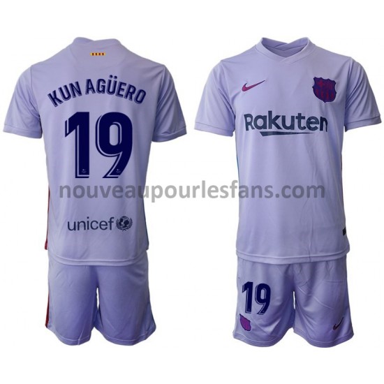 Maillot FC Barcelone Kun Agüero 19 Enfant Tenue Extérieur 2021-2022 Manche Courte
