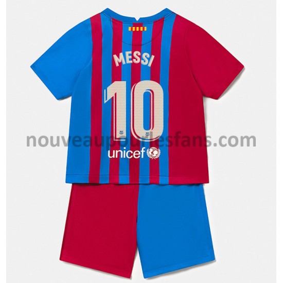Maillot FC Barcelone Lionel Messi 10 Enfant Tenue Domicile 2021-2022 Manche Courte