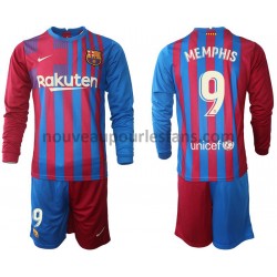 Maillot FC Barcelone Memphis Depay 9 Enfant Tenue Domicile 2021-2022 Manche Longue