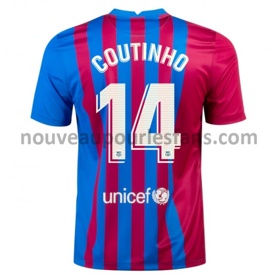 Maillot FC Barcelone Philippe Coutinho 14 Tenue Domicile 2021-2022 Manche Courte