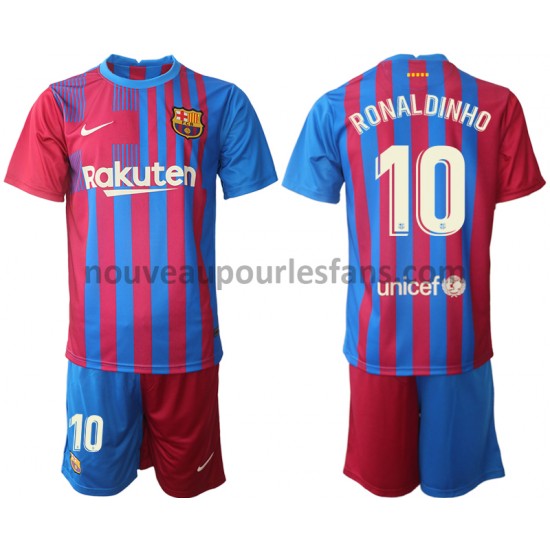 Maillot FC Barcelone Ronaldinho 10 Enfant Tenue Domicile 2021-2022 Manche Courte