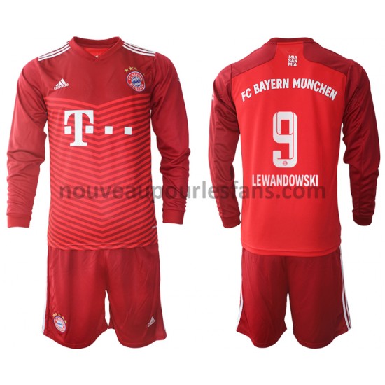 Maillot Bayern Munich Robert Lewandowski 9 Enfant Tenue Domicile 2021-2022 Manche Longue