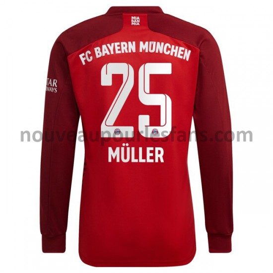 Maillot Bayern Munich Thomas Müller 25 Tenue Domicile 2021-2022 Manche Longue