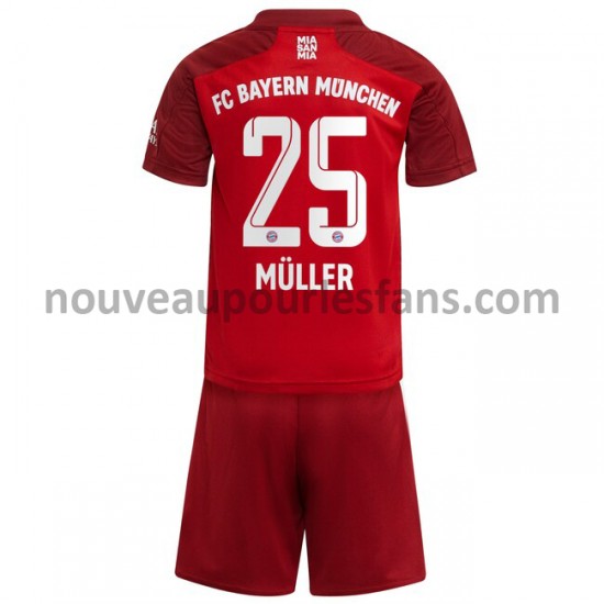 Maillot Bayern Munich Thomas Müller 25 Enfant Tenue Domicile 2021-2022 Manche Courte