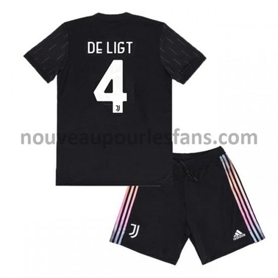 Maillot Juventus Matthijs de Ligt 4 Enfant Tenue Extérieur 2021-2022 Manche Courte