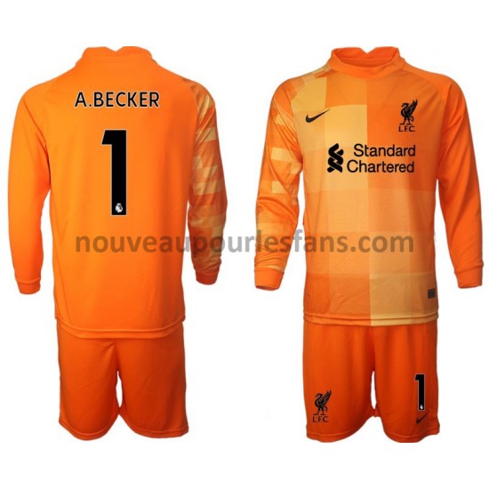 Maillot Liverpool Gardien A.BECKER 1 Enfant Tenue 4ème 2021-2022 Manche Longue