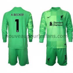 Maillot Liverpool Gardien Alisson Becker 1 Enfant Tenue Domicile 2021-2022 Manche Longue