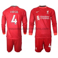 Maillot Liverpool VIRGIL 4 Enfant Tenue Domicile 2021-2022 Manche Longue