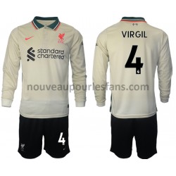 Maillot Liverpool Virgil van Dijk 4 Enfant Tenue Extérieur 2021-2022 Manche Longue