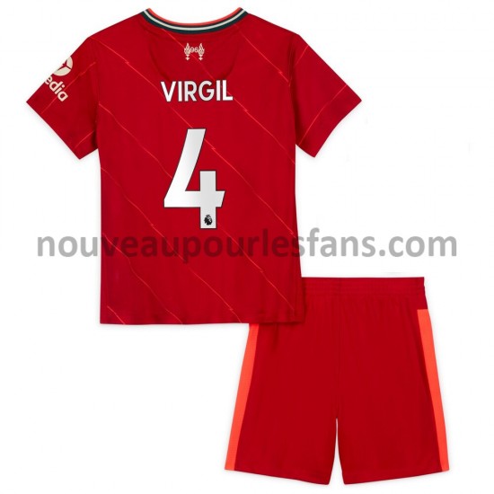 Maillot Liverpool Virgil van Dijk 4 Enfant Tenue Domicile 2021-2022 Manche Courte