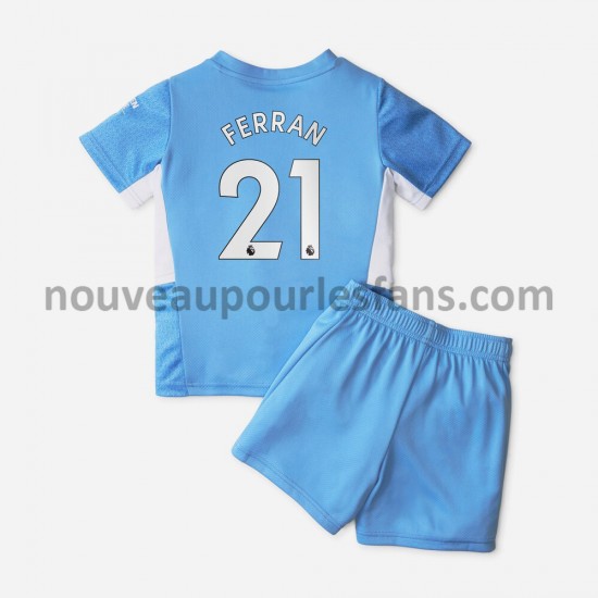 Maillot Manchester City Ferran Torres 21 Enfant Tenue Domicile 2021-2022 Manche Courte