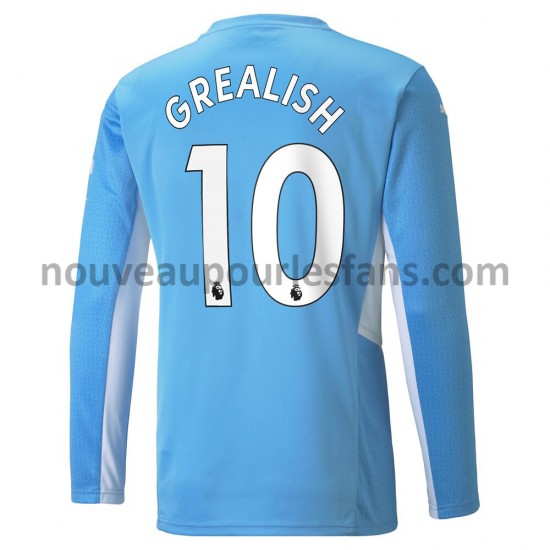 Maillot Manchester City Jack Grealish 10 Tenue Domicile 2021-2022 Manche Longue