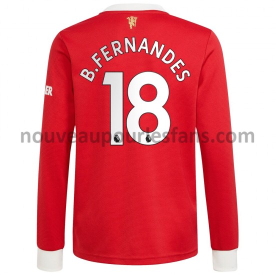 Maillot Manchester United Bruno Fernandes 18 Tenue Domicile 2021-2022 Manche Longue