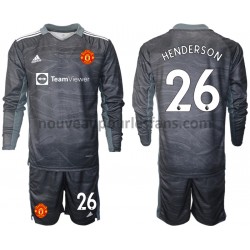 Maillot Manchester United Dean Henderson 26 Gardien Enfant Tenue Extérieur 2021-2022 Manche Longue