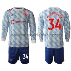 Maillot Manchester United Donny Van De Beek 34 Enfant Tenue Extérieur 2021-2022 Manche Longue