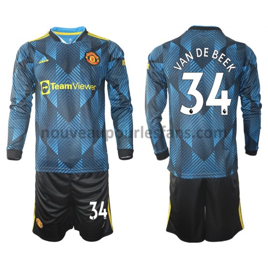 Maillot Manchester United Donny Van De Beek 34 Enfant Tenue 3ème 2021-2022 Manche Longue