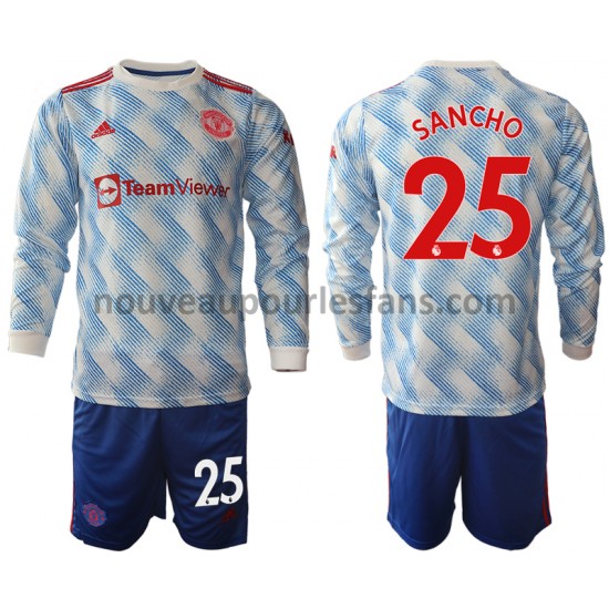 Maillot Manchester United Jadon Sancho 25 Enfant Tenue Extérieur 2021-2022 Manche Longue