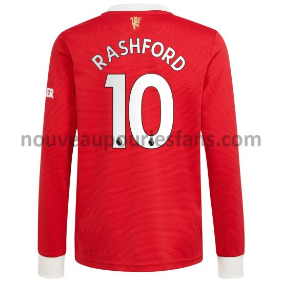 Maillot Manchester United Marcus Rashford 10 Tenue Domicile 2021-2022 Manche Longue
