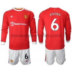 Maillot Manchester United Paul Pogba 6 Enfant Tenue Domicile 2021-2022 Manche Longue