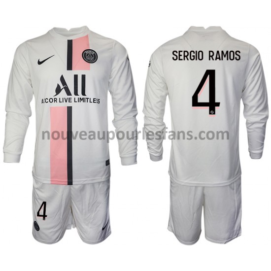 Maillot Paris Saint-Germain Sergio Ramos 4 Enfant Tenue Extérieur 2021-2022 Manche Longue