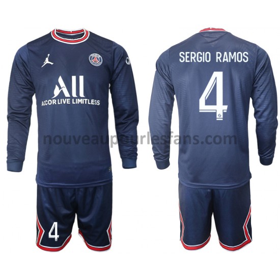 Maillot Paris Saint-Germain Sergio Ramos 4 Enfant Tenue Domicile 2021-2022 Manche Longue