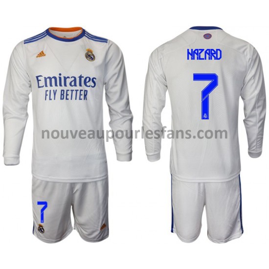 Maillot Real Madrid Hazard 7 Enfant Tenue Domicile 2021-2022 Manche Longue