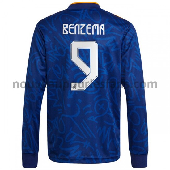 Maillot Real Madrid Karim Benzema 9 Tenue Extérieur 2021-2022 Manche Longue