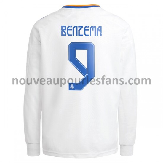 Maillot Real Madrid Karim Benzema 9 Tenue Domicile 2021-2022 Manche Longue