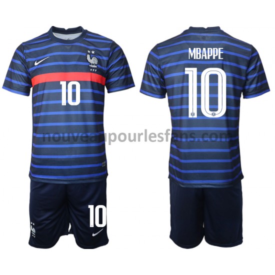 Maillot France Kylian Mbappé 10 Enfant Tenue Domicile Euro 2020 Manche Courte
