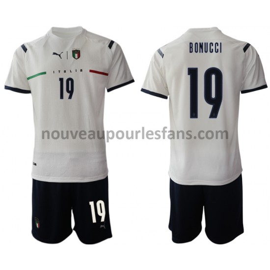 Maillot Italie Leonardo Bonucci 19 Enfant Tenue Extérieur 2021-2022 Manche Courte