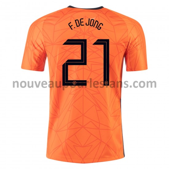 Maillot Pays-Bas Frenkie de Jong 21 Tenue Domicile Euro 2020 Manche Courte