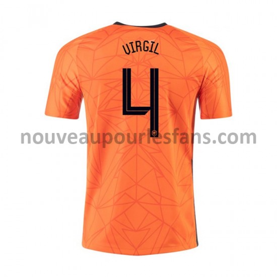 Maillot Pays-Bas VIRGIL 4 Tenue Domicile Euro 2020 Manche Courte